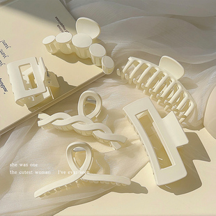 2024年白色系抓夹女后脑勺发夹头发鲨鱼夹子大号气质发卡头饰