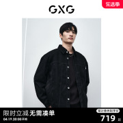 gxg男装商场，同款黑色激光烧花牛仔衬衫，24年春季gfx1e900571