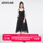 jessyline春季女装 杰茜莱时尚拼接修身连衣裙 313211153