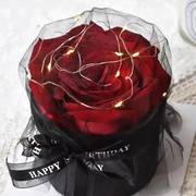 七夕情人节创意网，红玫瑰花束黑色网纱蛋糕，装饰品摆件生日插件