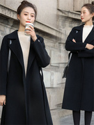 黑色呢子西装大衣女，中长款2023年高端赫本风秋冬季羊毛呢外套