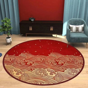 周岁抓周毯儿童房，地毯圆形可爱家用卧室客厅，地毯红新中式地垫