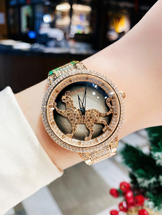 女神礼物奢华手表女式送新年大表盘时来运转女表猎豹水钻手表