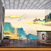 新中式轻奢客厅沙发电视背景墙风景，仙鹤壁纸酒店，包间墙布大气壁画