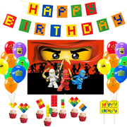 幻影忍者Ninjago儿童生日派对用品装饰甜品台蛋糕插旗背景海报