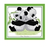 2024印花十字绣动物可爱双子熊猫图案刺绣棉线绣套件卧室挂画