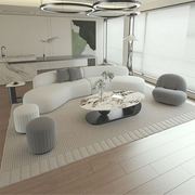 月亮沙发组合休息区设计师弧形创意茶几小户型北欧客厅布艺接