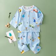 1-4岁夏季男女宝宝绵绸套装薄款2婴幼儿人造棉睡衣中小童棉绸开衫