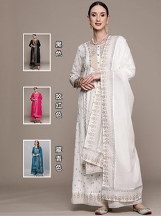 印度服饰女装民族风旁遮比 3件套纯棉印花 3色  013