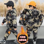 男童冬装加绒加厚迷彩服套装2022小儿童洋气韩版潮男孩特种兵