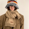 加厚棕色针织毛线围巾女冬季2023高级感保暖围脖学生韩版百搭