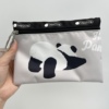 熊猫panda口罩收纳包卡通手机包化妆包方形纸巾钥匙包拉链轻便布