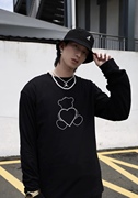 WE11DONE TRACK秋季新珍珠小熊情侣休闲宽松长袖圆领T恤男女同款