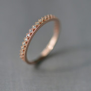 s925纯银镀玫瑰金戒指女 时尚气质通勤镶钻戒指指环外贸