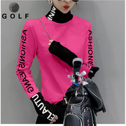 高尔夫女装长袖高领春秋冬保暖高弹力(高弹力，)打底衫服装golf球衣服