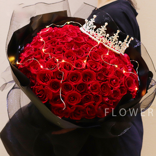 99朵红玫瑰花束生日鲜花速递同城上海广州重庆南京花店配送花