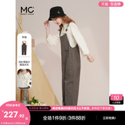 mc2背带裤女两件套装长袖衬衫背带长裤2024春夏时尚宽松洋气