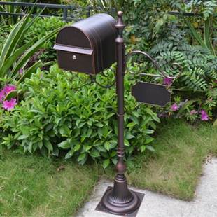 欧式复古信箱室外防雨收件箱别墅小区花园信报箱立式铁艺信箱定制