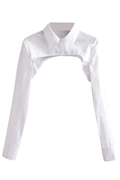 秋季超短长袖女衬衫，披肩式白色罩衫，欧美个性剪裁护肩薄款衬衣