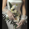新娘手套结婚礼服白色女薄款秋冬季拍照韩式婚纱手套蕾丝超仙森系
