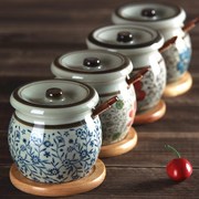 日式和风调味瓶罐复古盐罐，猪油罐厨房调料，调味罐家用陶瓷油辣椒罐
