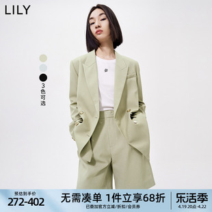lily女装气质绿色通勤高级感时尚设计感小个子西装外套