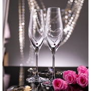 krosno水晶手工镶水钻婚庆，香槟杯带礼盒结婚气泡，对杯送礼甜酒杯子