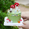 网红田园风儿童生日蛋糕，装饰可爱小兔子，摆件蘑菇胡萝卜烘焙插件