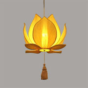 新中式莲花吊灯具创意布艺中国风荷花仿古佛堂，禅意茶楼室餐厅灯笼