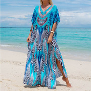2023夏季法式高级感蓝色连衣裙显瘦超长裙三亚海边度假沙滩裙