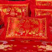 杭州丝绸枕套枕芯，套单人绸缎枕头套一对装2只结婚龙凤枕套