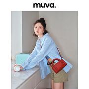 muva小包包斜挎手机包红色(包红色)ins精致女包2023真皮手提包小方包
