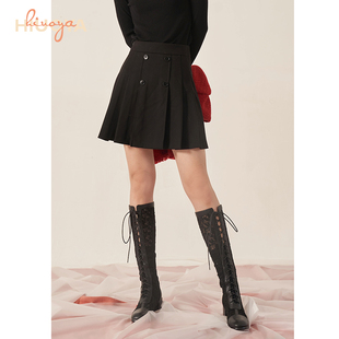 汇欧亚商场同款HIUOYA2022冬韩版百褶短裙显高半身裙