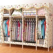 梦卡莱简易衣柜，收纳衣橱2.05米实木，帘头牛津布衣柜组合经济型衣柜