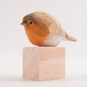 创意小胖鸟木质桌面摆件卡通动物手工雕刻工艺品办公室客厅装饰品