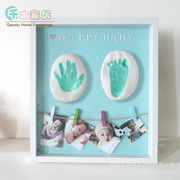 千木婴儿创意照片夹子手足印泥纪念框宝宝手脚印泥相框