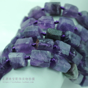 天然乌拉圭紫水晶原石 原矿切角柱形紫晶不规则散珠子diy饰品配件