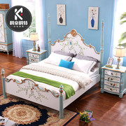 美式地中海床 实木床1.8米 双人床主卧欧式婚床女孩 现代简约家具