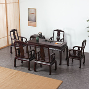 赞比亚血檀茶桌中式雕花实木长方形茶室泡茶桌红木茶台茶桌茶艺桌