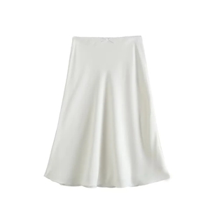 周家法式白色蕾丝花边低腰半身裙，纯欲性感小蝴蝶结荷叶包臀中裙