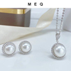 meq天然淡水珍珠925纯银饰，耳钉女颈链，戒指套装镶钻精致轻奢短项链
