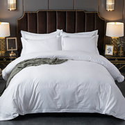 五星级酒店宾馆床上用品专用布草床单被套，全棉纯棉白色民宿四件套