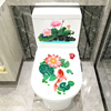 中国风创意马桶贴画装饰贴厕所个性荷花贴纸翻新马桶盖防水自粘