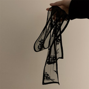 复古法式黑色蕾丝丝巾，发带女绑发高级感长飘带，编发丝带扎头发发绳