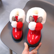 儿童雪地靴1-2-3岁女童可爱毛毛棉鞋，男宝宝加绒保暖防滑短靴冬鞋4
