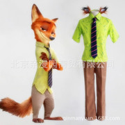 草绿色衬衣+棕色裤子+领带动物城 狐狸尼克拟人cosplay衣服装