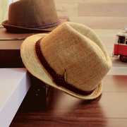 度假旅游帽子男士夏天镂空麻小礼帽爵士帽英伦夏季时尚小沿草帽女