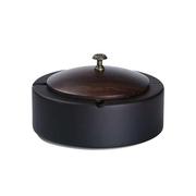 黑檀实木烟灰缸大号带盖烟灰缸，创意个性潮流中式复古客厅家用定制