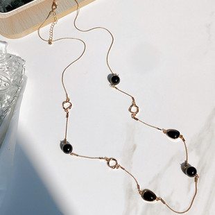 青岛欧美外贸饰品 简约设计感几何宝石百搭气质时髦项链