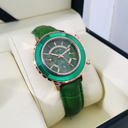 绿色大表盘手表女真皮防水2020女士手表带日历